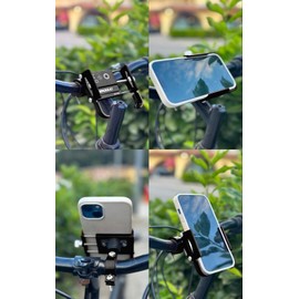 Motorcycle Phone Holder, Bike Mount with 360° Rotation, Aluminium Motorcycle Mount for Any Smartphone Between 3.5 and 7.0 Inch - Universal Motorcycle Phone Holder (Black)