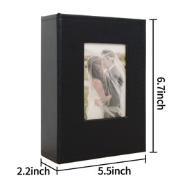 Mini photo albums, 100 pocket album 4×6,Small Mini Capacity leather Photo Album, Each Pack Holds 100 Top Loader Vertical Only Picture for Kids Boy Girls，Black