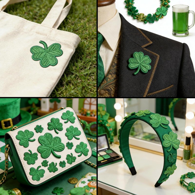 32PCS Shamrock Shaped Iron on Patches, St. Patrick's Day Embroidered