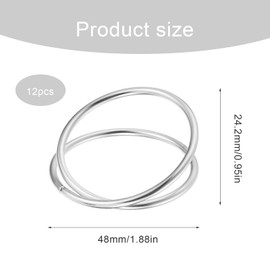 0XBIT Pack of 12 napkin rings, silver, rings for napkins, double spiral circle design, napkin rings, suitable for parties, banquets and dinners