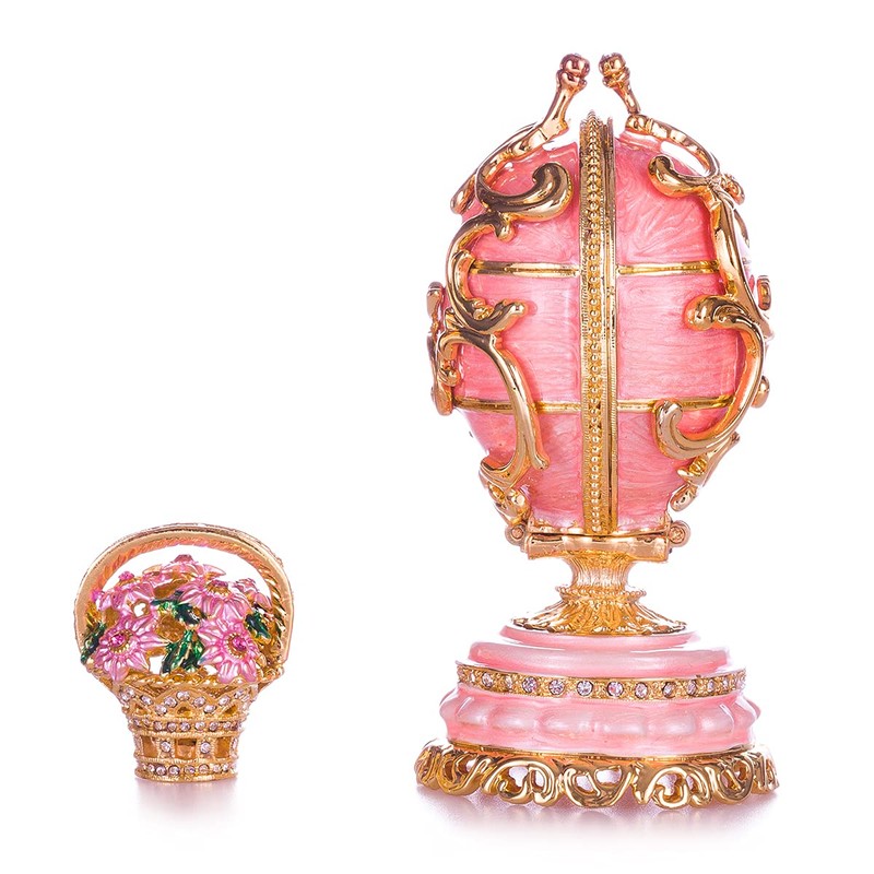 danila-souvenirs Glamorous Style Spring Flowers Easter Egg with Basket of