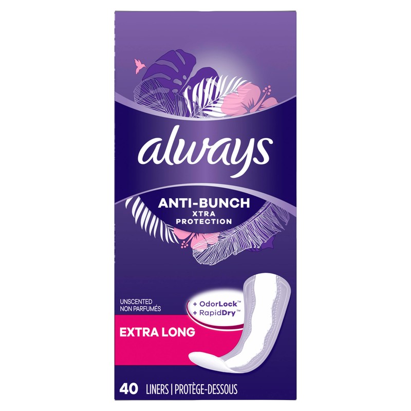 Always Anti-Bunch Xtra Protection Daily Liners Extra Long Unscented, Anti