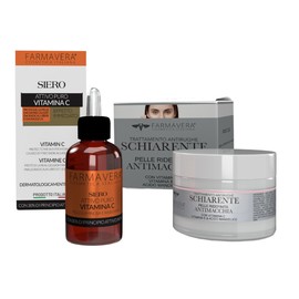 Farmavera Hautpflegeset für das Gesicht, aufhellende Creme und Serum Vitamin C, Anti-Flecken, feuchtigkeitsspendend