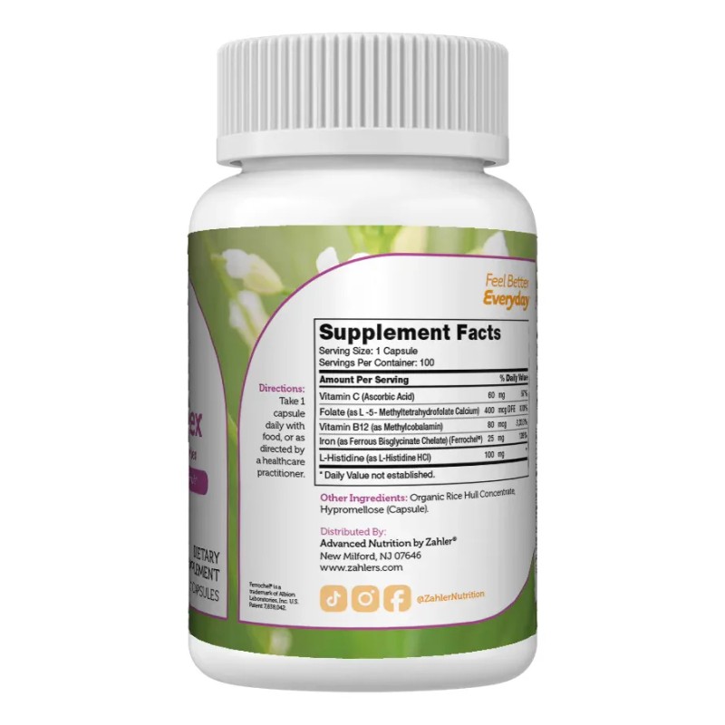 Zahler Iron Complex Complejo Ferrochel 250 Capsulas Sabor Sin Sabor