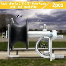 Blulu 2 Pcs Chain Link Nylon Rolling Gate Track Wheel Sliding Rollers Galvanized Steel Hardware Cantilever Wheel for 2" (1-7/8") Gate Frame and 1-5/8" Track Pipe