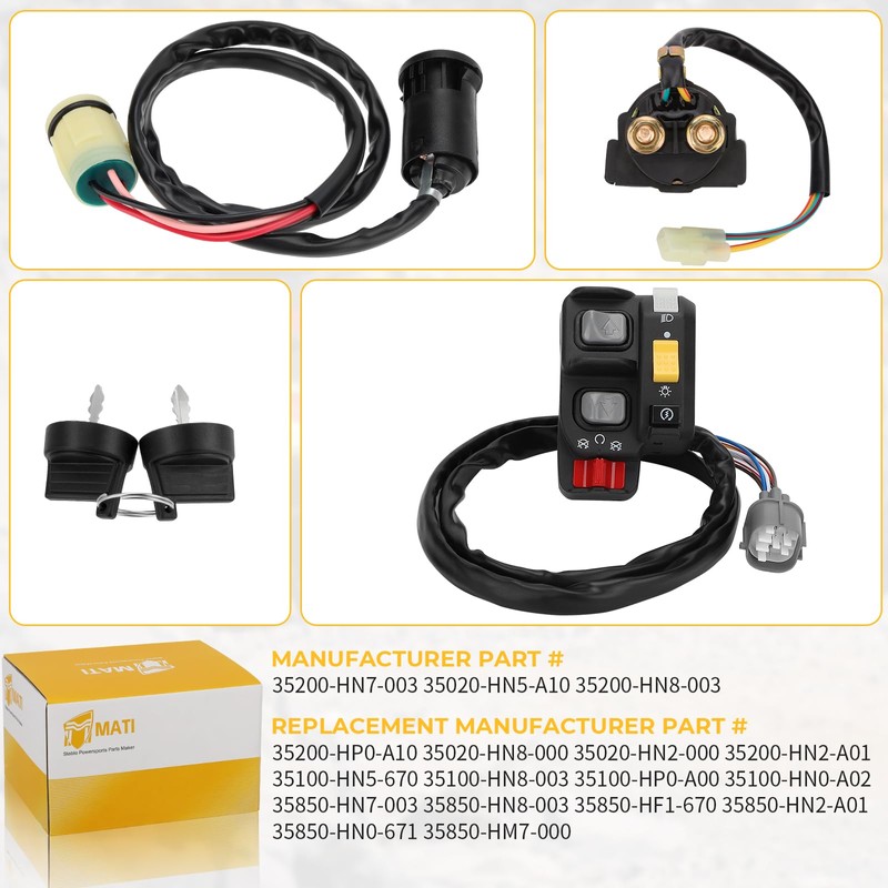 M MATI Handlebar Key Starter Relay Switch Kit for Honda