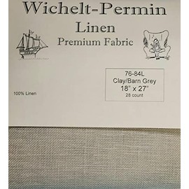Wichelt-Permin Premium Linen Cross Stitch Fabric 18" x 27" Clay BARN Grey 28 Count