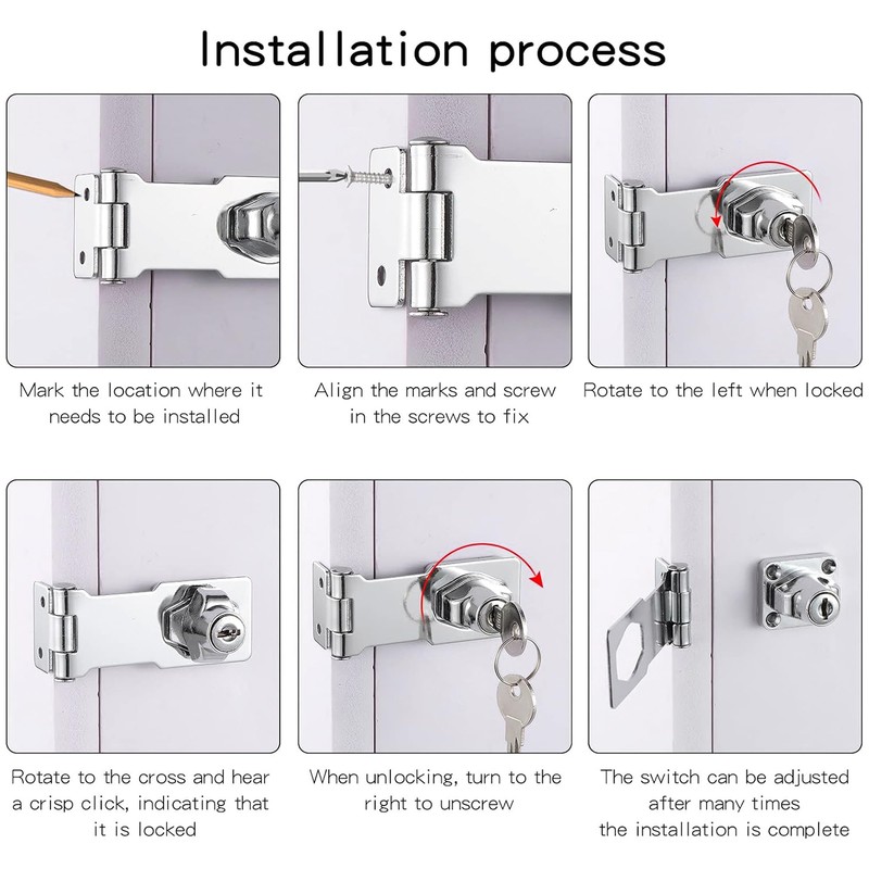 Hasp Lockable, Safety Hasp with Lock, 4 Inch Stainless Steel