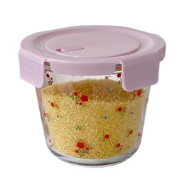 Ivymei Large Glass Food Jars with Locking Lids,23 OZ Round Glass Food Storage Container,Leakproof Floral Glass Bowl Glass Soup Containers,Microwave Freezer Safe(red)