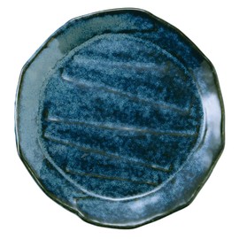 Tableware kt-053-01 Japanese Tableware, Medium Plate, Line, 6.3 inches (16 cm), Indigo Snow