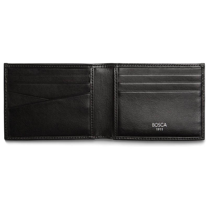 Bosca Men’s Wallet, Nappa Vitello Leather Small Bifold Wallet, Black