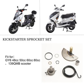 Letgoing Kickstarter Sprocket Kit with Spring Repair Kit for GY6 50cc 60cc 80cc 139QMB Scooter Moped Peu-geot Speedfight 1/2 (7pcs)