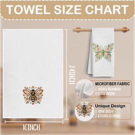 Floral Bee Butterfly Kitchen Towels 16x24 Inch Set of 2