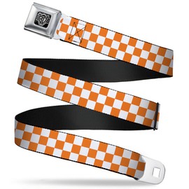Buckle-Down Seatbelt Belt - Checker White/TN Orange - 1.5" Wide - 24-38 Inches in Length