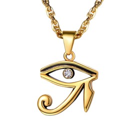 PROSTEEL Gold Plated Egyptian The Eye of Horus Pendant Necklace Hip Hop Wedjat Eye Necklace