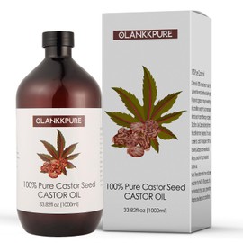 OLANKKPURE Organic Castor Oil for Hair Growth, Eyelashes and Eyebrows - 100% Pure and Natural Carrier Oil, Hair Oil and Body Oil - Moisturising Massage Oil for Aromatherapy
