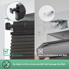 Tonature No Tools No Drill Top Down Bottom Up Cellular Shades for Windows, 1" Light Filtering Fabric, Cordless Honeycomb Indoor Window Blinds, Thermal Insulated Noise Reduction, 29" W x 72" H, Black