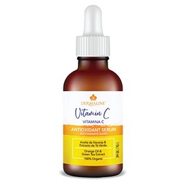 Dermaline Vitamin C Serum for Face with Hyaluronic Acid and Jojoba Oil, Hydrating, Brightening, and Deep Moisturizing Age Control to Diminish Fine Lines and Wrinkles