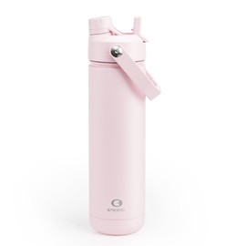 Insulated Water Bottle with Straw - Encool Stainless Steel Water Bottle, Leak-Proof, BPA-Free, Double Wall Vacuum Keeps Cold for 24 Hours for Sports, Travel, School (26 oz, Cotton Candy)