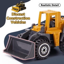 HERSITY Toy Cars Metal Construction Vehicles Digger Truck Construction Vehicles Set with Play Mat Mini Cars for Children Boys from 3 Years 6 Pieces
