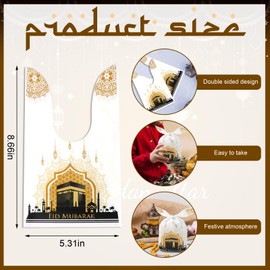 50pcs Eid Mubarak Goodie Bags Ramadan Kareem Gift Plastic Treat Bags Eid Mubarak Candy Bags for Gifts, Eid al-Adha Muslim Castle Moon Star Black Gold Plastic Favor Bags for Eid Party Supplies