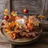 ZHUIGUANGZE Thanksgiving Sunflower Fall Maple Leaves Pumpkins Candle Ring Wreath,