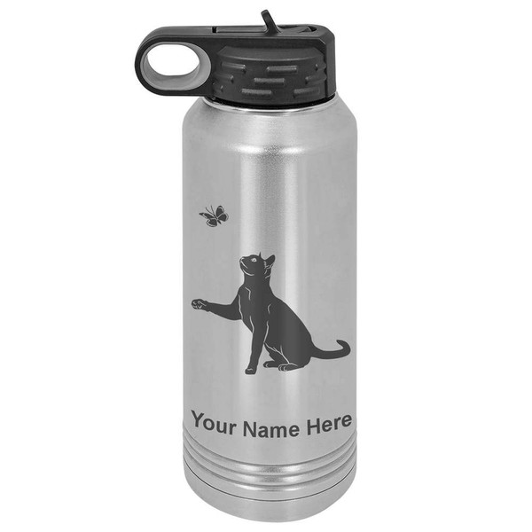 LaserGram 32oz Double Wall Flip Top Water Bottle With Straw,
