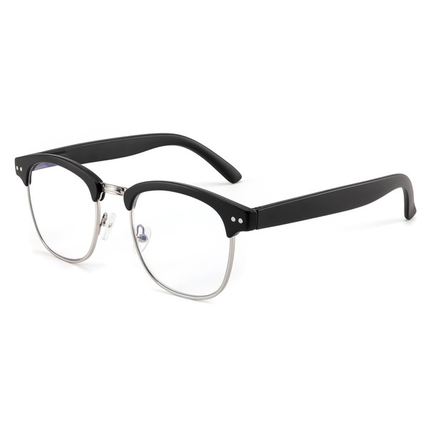 FEISEDY Reading Glasses Classic Half Frame Retro Semi-Rimless Clear Lens