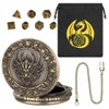 Mini DND Dice Set, with Steampunk Dragon Head Pocket Watch