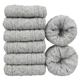 6 Pairs Merino Wool Socks for Men, Winter Warm Soft Classic Dress Breathable Lightweight Hiking Wool Calf Socks