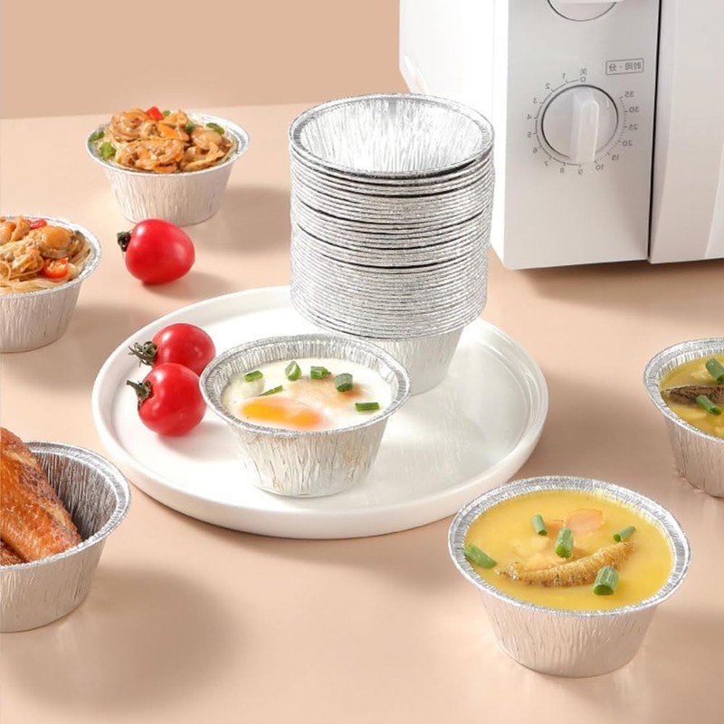 100 pcs Foil Cups,Silver Foil Baking Cups Muffin Liners for