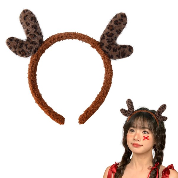 Plush Christmas Deer Antlers Headband Christmas Head Hair Accessories for