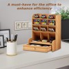 Wooden Desk Organizer with Drawers, Multi-Functional DIY Pen Holder Box,