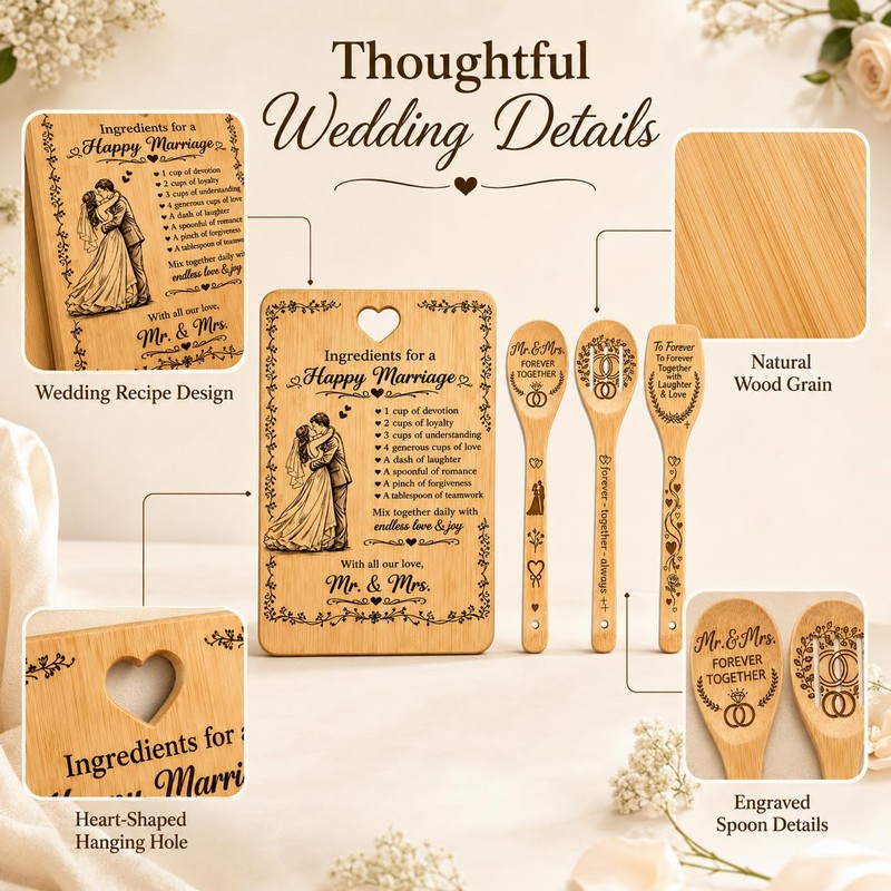 4 Piece Wedding Gifts, Kitchen Set for Couples, Mr and
