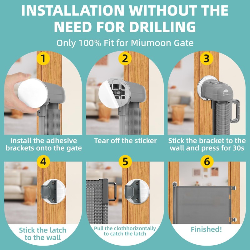 Miumoon No Drill Retractable Baby Gates Parts, Medium Size No