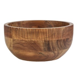 Fitz and Floyd Caleb Acacia Wood Salad Serve Bowl, 9 Inch, Brown