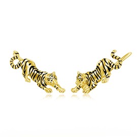 ROMANTIC WORK Tiger Earrings 925 Sterling Silver Gold Plated Tiger Crawling Earrings Jewelry for Women Birthday Gifts