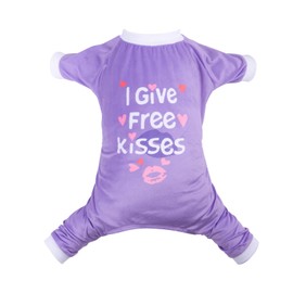 CuteBone Trend Letters Dog Pajamas Clothes Soft Puppy Pjs for Small Dogs P246L I give Free Kisses