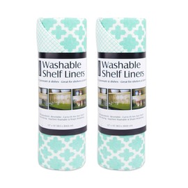 DII Fridge & Shelf Liner Collection Non-Adhesive, Cut to fit, Machine Washable, 12x20, Lattice Aqua Lattice, 2 Piece