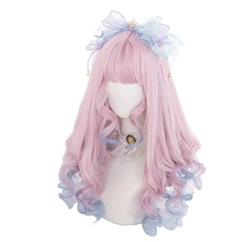 Harajuku Style Heat Resistant Wig, Long Cosplay Party, Lolita Style, Everyday, Gradation (Pink and Blue Mixed) Women's Wig