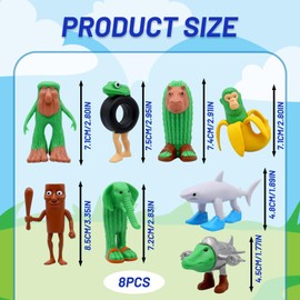 8-Piece Tum Tum Tum Sahur Figure, Italian Brain Red Figures Set, Tralalero Tralala Collectibles for Art Lovers and Children, Funny PVC Office Decoration in Green