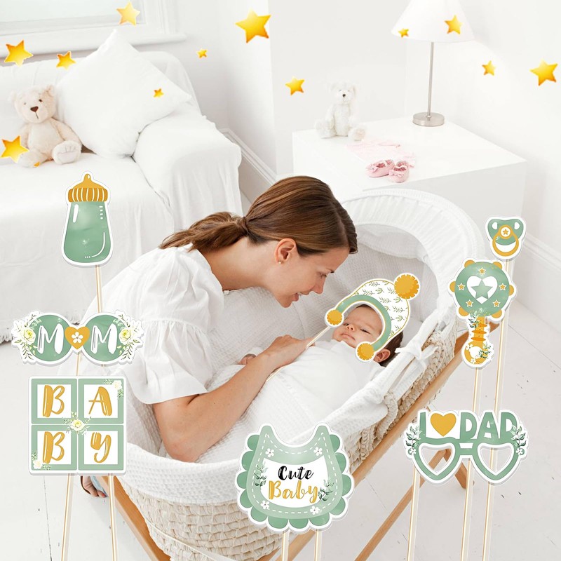 Yuiturt 25 Pcs Sage Green Baby Shower Decorations - Photo