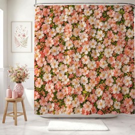 Floral Shower Curtain Pink Farmhouse Flowers Shower Curtain 72 X 72 Inch