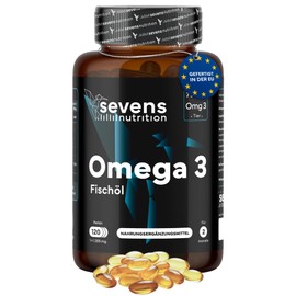 Omega 3 2000 mg Premium | Omegatex | Soft Gel Capsules Highest Concentration with 720 mg EPA and 480 mg DHA - Concentrated Fish Oil Preparation for Cholesterol - Sevens