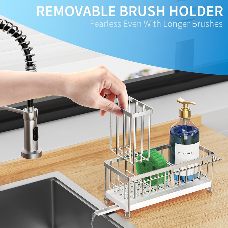 Cisily Stainless Steel Sponge Holder for Kitchen Sink with Towel