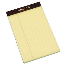 AbilityOne - Pad, Writing Paper, Top Bound, Legal Rule, Canary, 5" x 8" 7530-01-356-6726: Dozen, 12 Item(s)