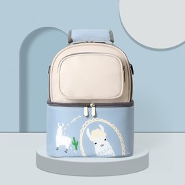 Milk Cooler Backpack Double Layer Nylon Stable Temperature Breast Milk Cooler Bag for Mummy Beige Sky Blue