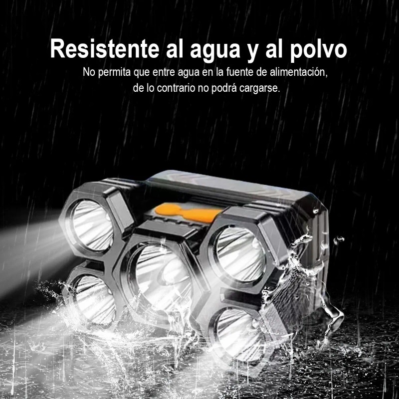 2pcs Lámpara Cabezas Recargable Usb 5 Led Lampara Minera Blanco