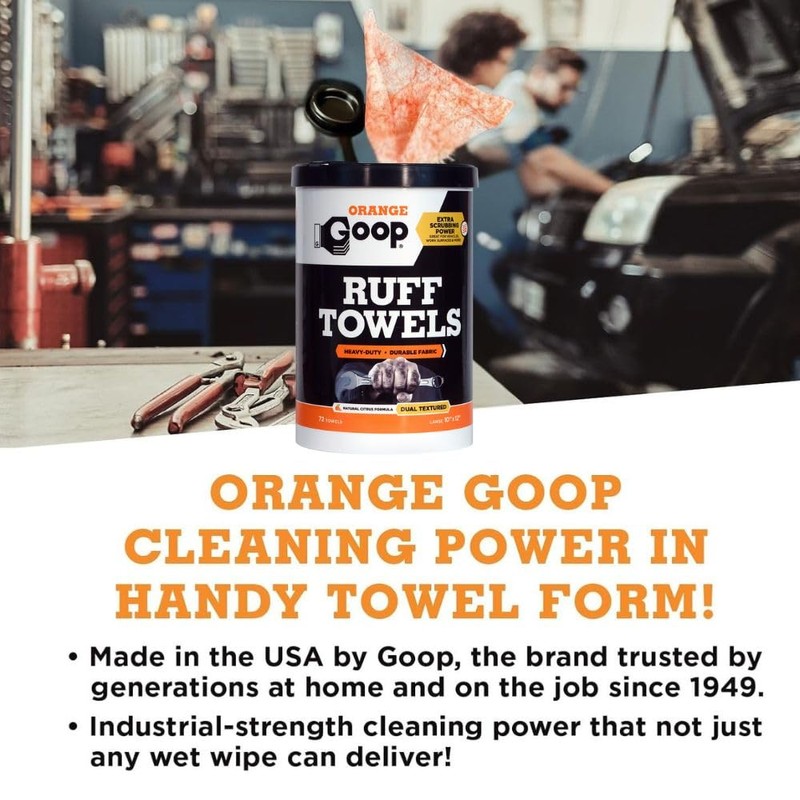 GOOP Orange Heavy Duty Ruff Towels with Scrubbing Power, 10”