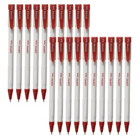 ZOFAX Stylus Ballpoint Pens, RED, Medium Point (1.0mm), Pack of 20, Biros Ball Pens, Comfort Grip, Perfect Stic Pen for School Office Home Hospital Use